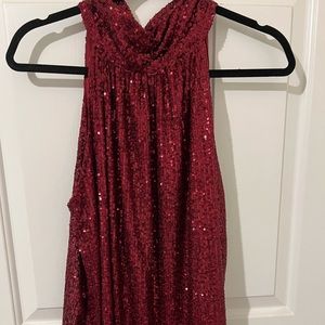 Burgundy/Red Sleeveless Sequined Top - Ninety Clothing co
